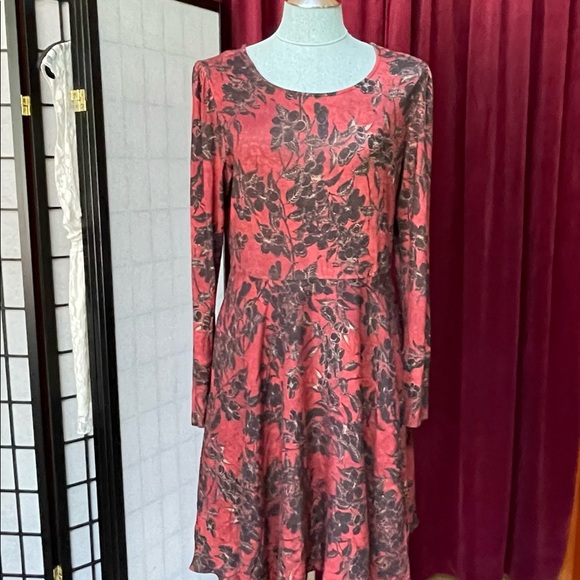 Peruvian Connection Pretty women Midi dress L w/button cuffs scoop neck & pocket - Picture 3 of 10